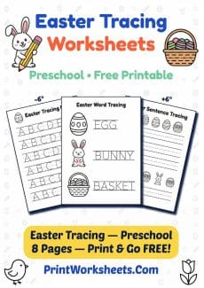 Easter Worksheet - Easter Tracing Worksheets for Preschool Free – 8 No-Prep PDF Lines | Free Printable