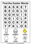 Easter word search simple preschool printable egg bunny chick duck basket lily find words activity sheet