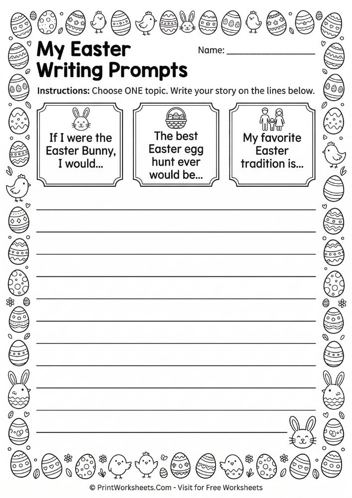 easter writing prompts fill in blank worksheet elementary 2nd 3rd 4th grade free printable sentence completion