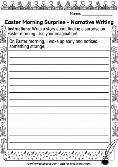 Easter Writing Prompts Worksheets Elementary Free – 8 Pages