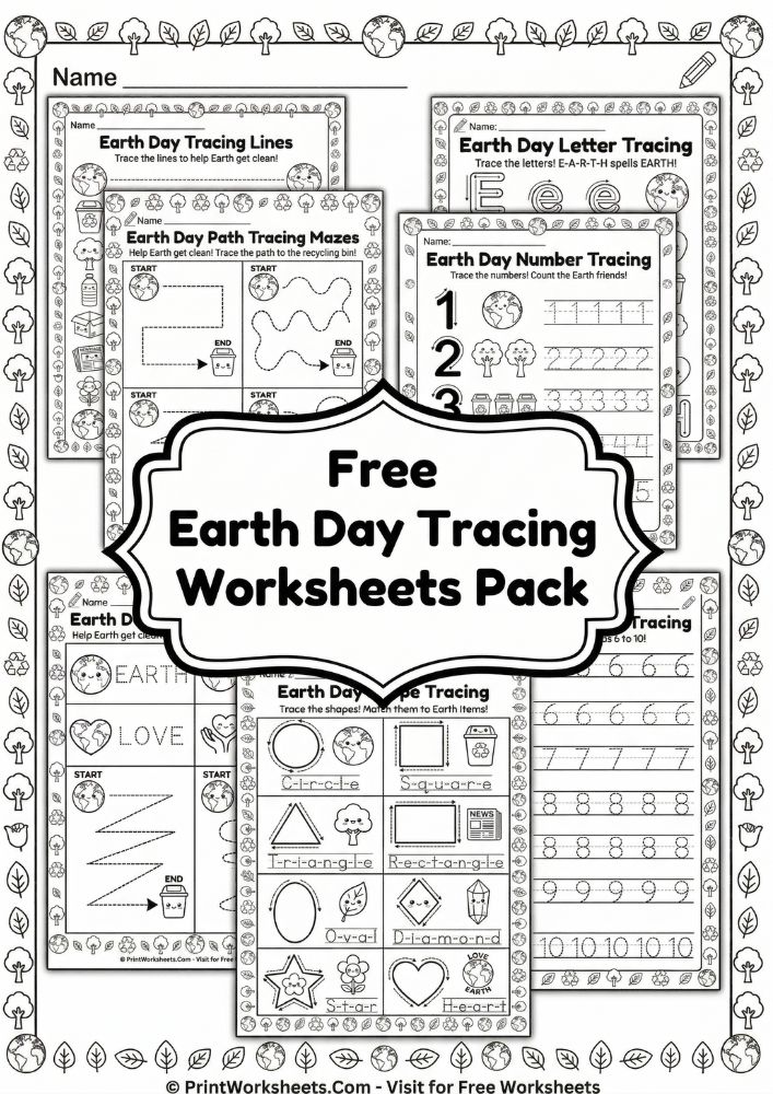 Earth Day Worksheet - Free Earth Day Tracing Worksheets for Preschool PDF | Free Printable
