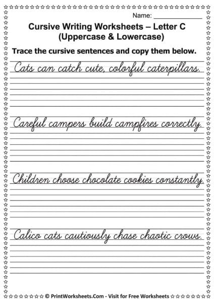 Cursive Letter C Worksheet Free Printable PDF 10+ Pages