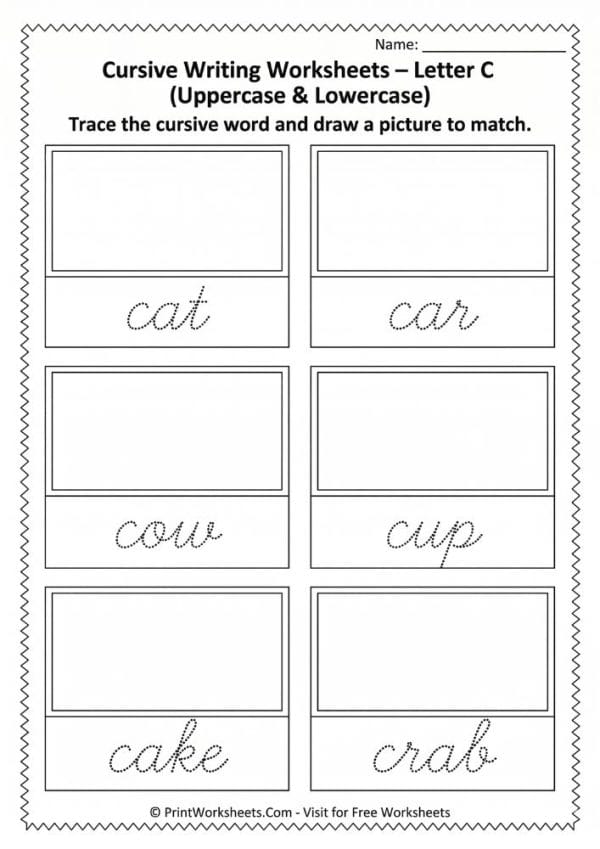 Cursive Letter C Worksheet Free Printable PDF 10+ Pages