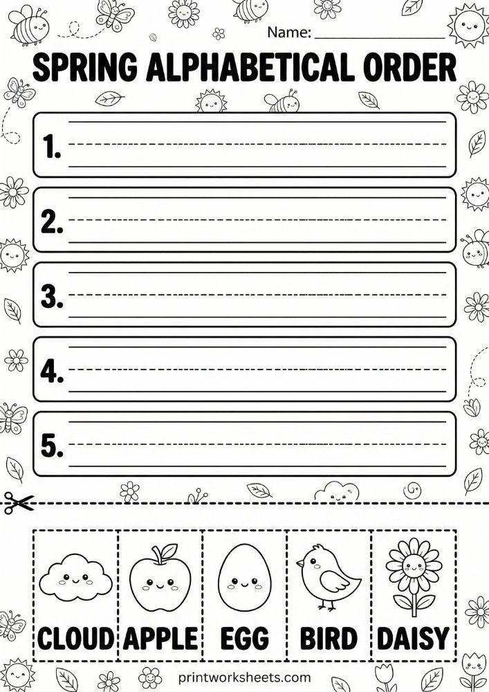 spring-alhabetical-order-worksheet Spring Alphabetical Order Worksheet
