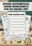 Spring Alphabetical Order Worksheets for 1st Grade