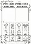 spring nouns verbs cut paste worksheet