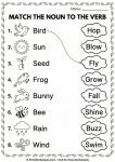 spring nouns verbs matching worksheet