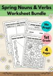 spring nouns verbs sorting worksheets