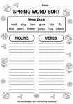spring nouns verbs word bank worksheet