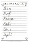 Cursive letter L words tracing practice