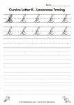 Lowercase cursive k tracing worksheet