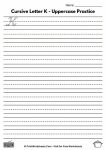 Uppercase cursive K practice page