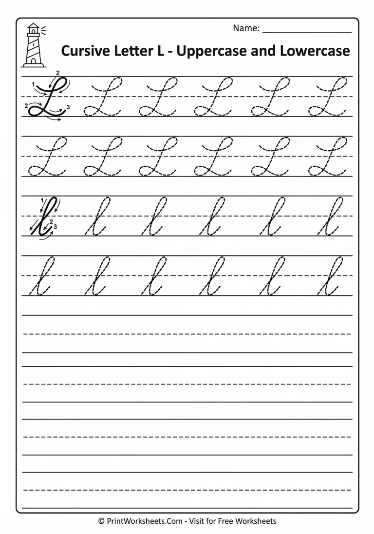 Cursive L uppercase and lowercase tracing