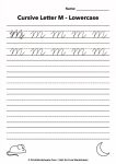 Lowercase cursive m tracing worksheet