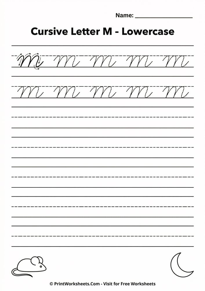 Lowercase cursive m tracing worksheet