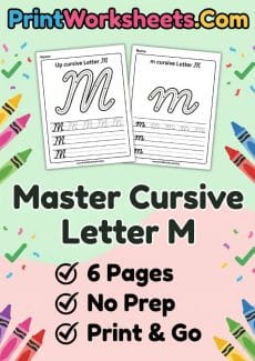 Cursive Writing Worksheet - 3rd Grade Cursive M Worksheets PDF: Uppercase & Lowercase PDF | Free Printable