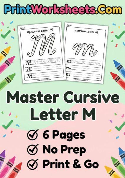 3rd Grade Cursive M Worksheets PDF: Uppercase & Lowercase PDF