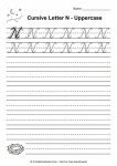 Uppercase cursive N tracing worksheet free printable