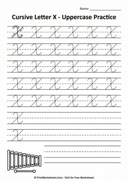 Cursive X Worksheet.pdf Cursive Letter X Worksheet Free Printable | PrintWorksheets