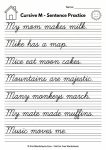 Cursive letter M sentences tracing practice