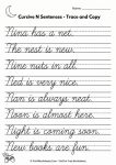 Cursive letter N independent writing practice lines