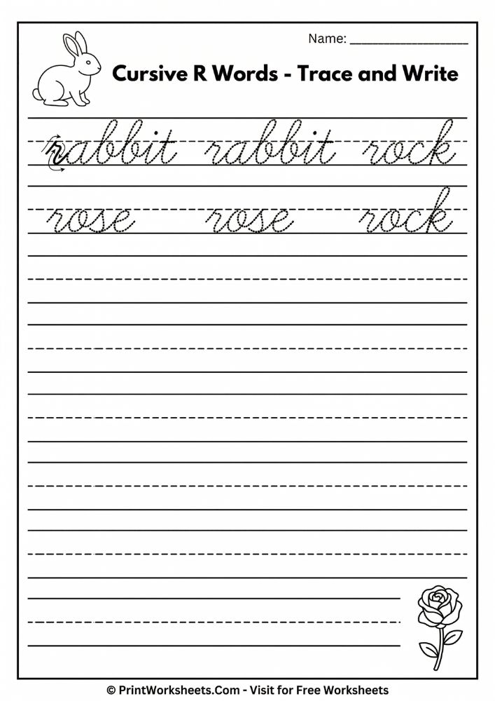 cursive letter r words