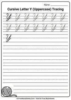 Cursive Y Worksheet.pdf Cursive Letter Y Worksheet Free Printable | PrintWorksheets