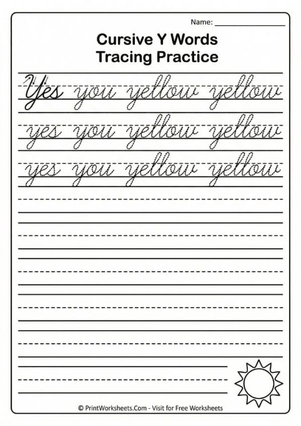 Cursive Y Worksheets.pdf Cursive Letter Y Worksheet Free Printable | PrintWorksheets
