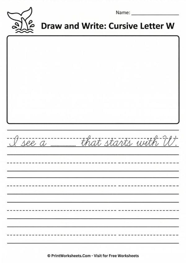 Cursive Letter W Worksheet Free Printable – PDF