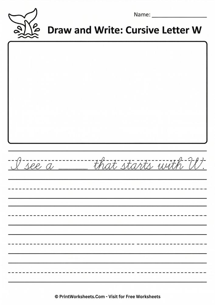 Free Cursive Letter W Worksheet – Uppercase & Lowercase PDF - Worksheet Image