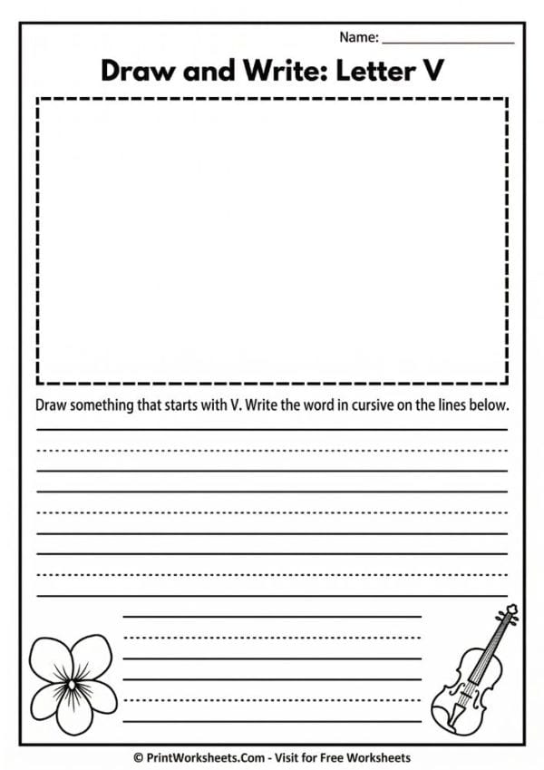 Cursive V Worksheet.pdf Cursive Letter V Worksheet Free Printable – PDF