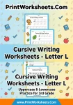 Cursive letter L worksheet bundle