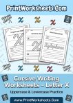 Cursive letter x worksheet free printable bundle preview showing uppercase and lowercase practice pages for 3rd grade