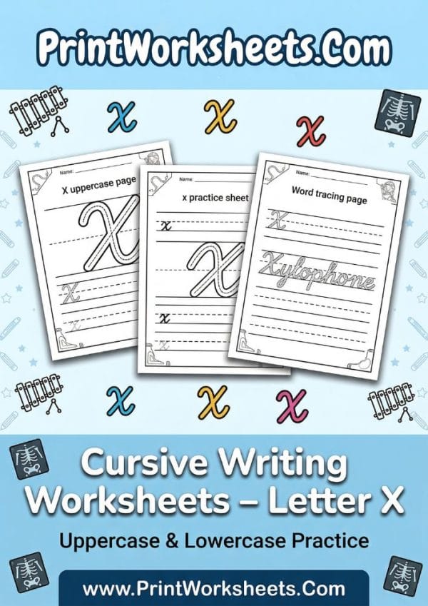 Cursive X Worksheet.pdf Cursive Letter X Worksheet Free Printable | PrintWorksheets
