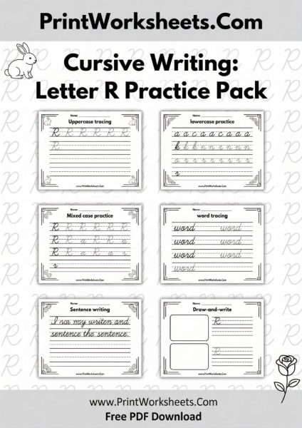 Free Cursive Letter R Worksheet – Uppercase & Lowercase Practice