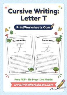 Cursive Writing Worksheet - Free Cursive Letter T Worksheet – Uppercase & Lowercase Practice PDF | Free Printable