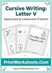 Free cursive letter V worksheets bundle - uppercase lowercase tracing sentences and words practice for 3rd grade handwriting