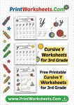 cursive Y worksheets PDF free