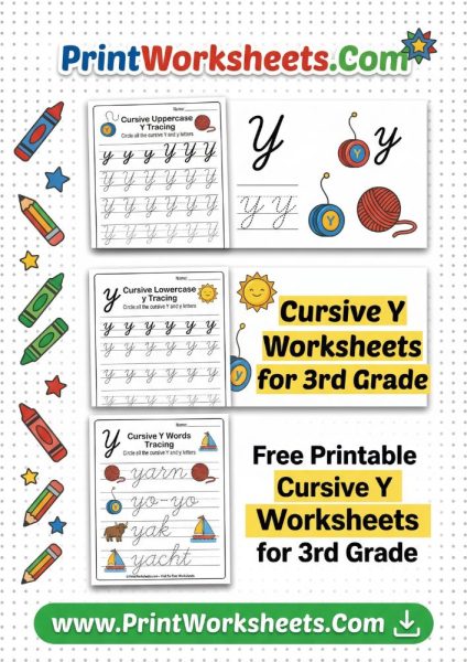 Free Cursive Letter Y Worksheet – Uppercase & Lowercase Practice
