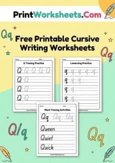 Cursive Writing Worksheet - Free Cursive Letter Q Worksheet – Uppercase & Lowercase Practice | Free Printable