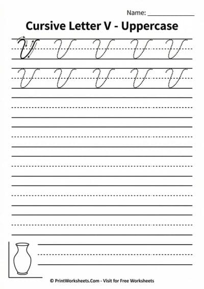 Cursive V Worksheet.pdf Cursive Letter V Worksheet Free Printable – PDF