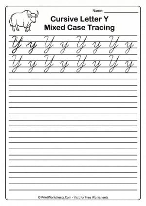 Cursive Y Worksheet.pdf Cursive Letter Y Worksheet Free Printable | PrintWorksheets