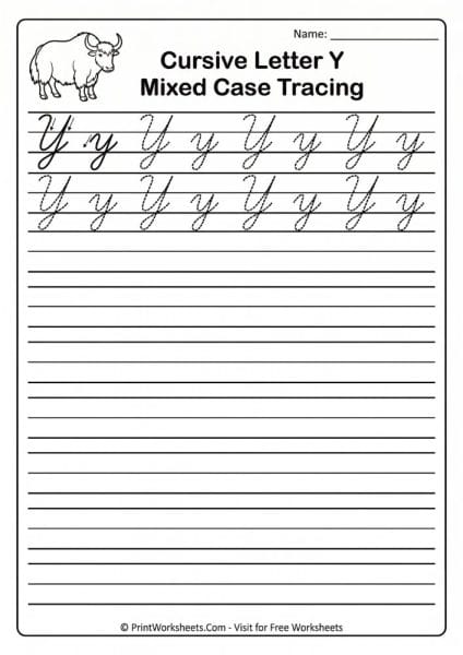 Cursive Y Worksheets.pdf Cursive Letter Y Worksheet Free Printable | PrintWorksheets