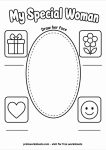 All about my special woman worksheet with picture clue boxes and drawing frame