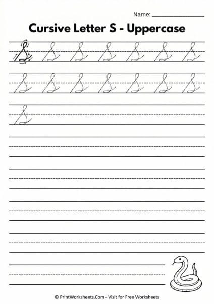 Write S In Cursive Cursive Letter S Worksheet – Free Printable-PrintWorksheets