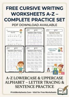 Cursive Writing Worksheet - Free Cursive Writing Worksheets A-Z – Complete Practice Set | Free Printable