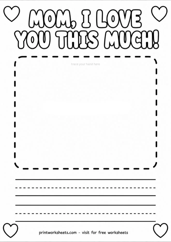 Handprint card template mothers day preschool coloring page printable