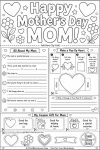 Free Happy Mother’s Day printable worksheet for kids with writing activities, drawing box, and card craft elements