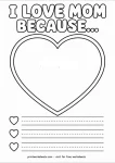I love mom drawing frame mothers day preschool activity sheet