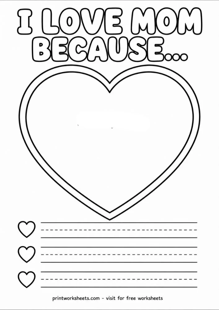 I love mom drawing frame mothers day preschool activity sheet